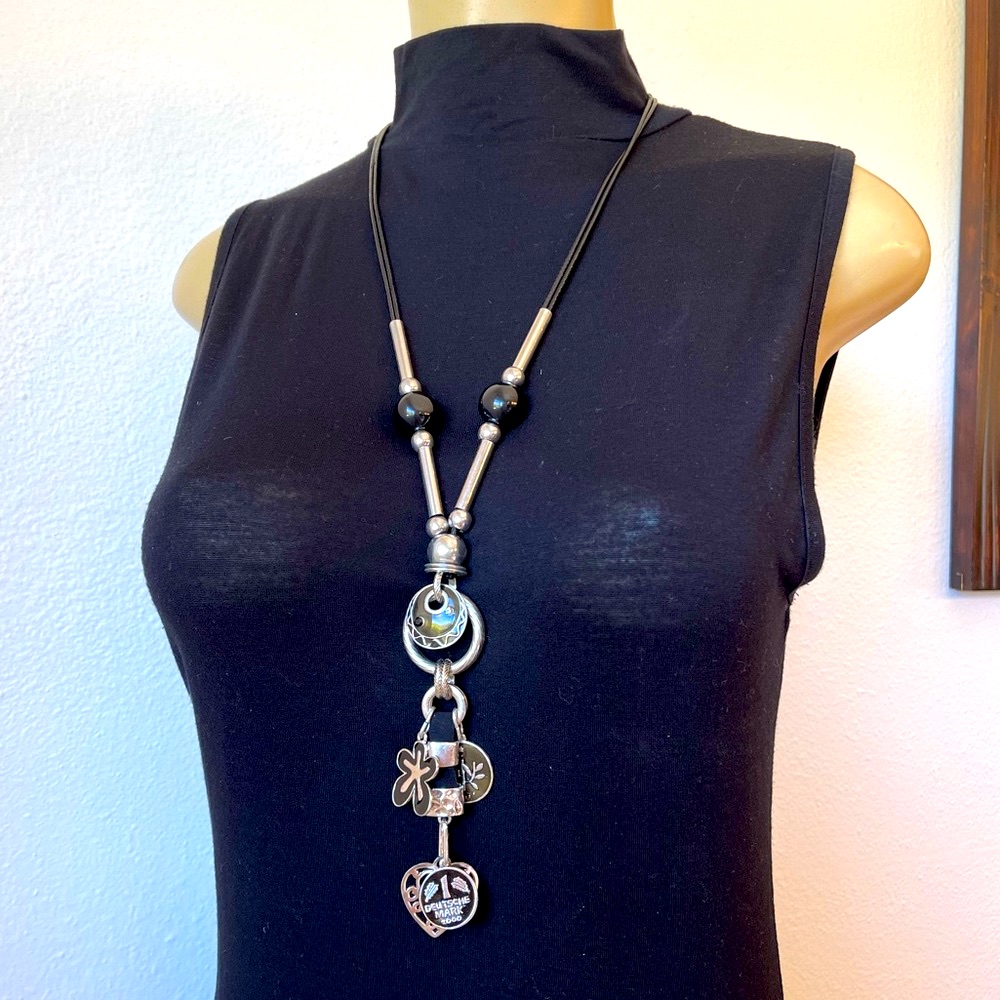 Eunhye Jewelry Long Black And Silver Necklace #2